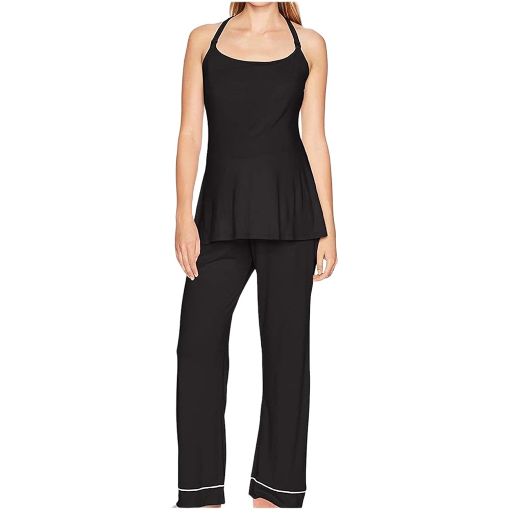 Cosabella Bella 2-piece Pajama Lounge Tank & Pants Set Black/Ivory Size M